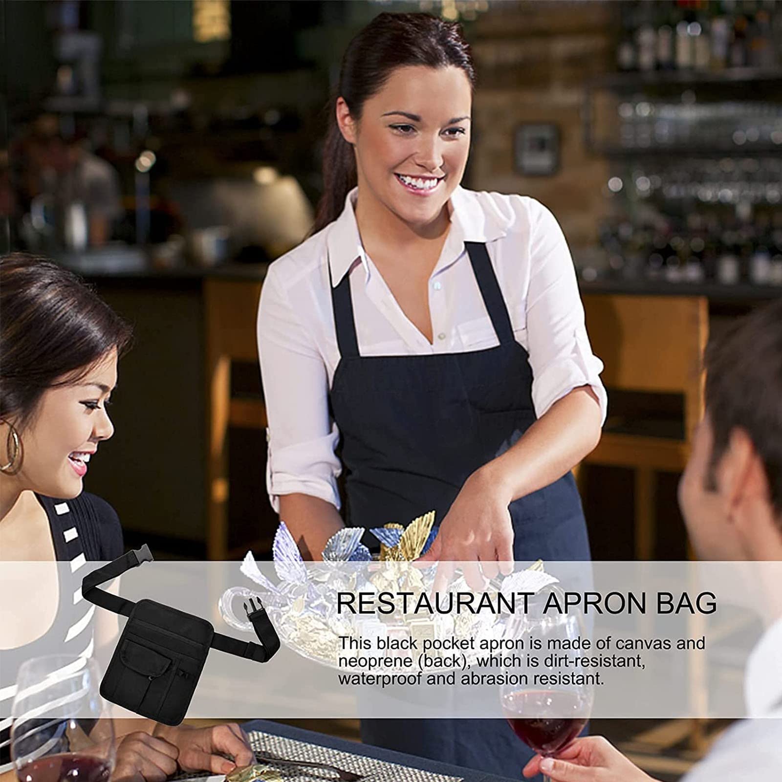 Sac De Poche Serveur Restaurant - Tablier Avec Boucle Réglable Et 5 Poches