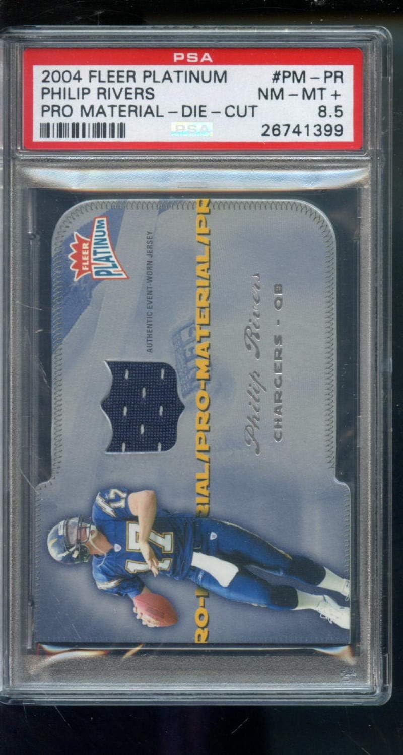 2004 Fleer Platinum Pro-Material Die Cut 74/99 ROOKIE RC Philip Rivers Game-Worn Game-Used Jersey PSA 8.5 Graded Football Card NFL