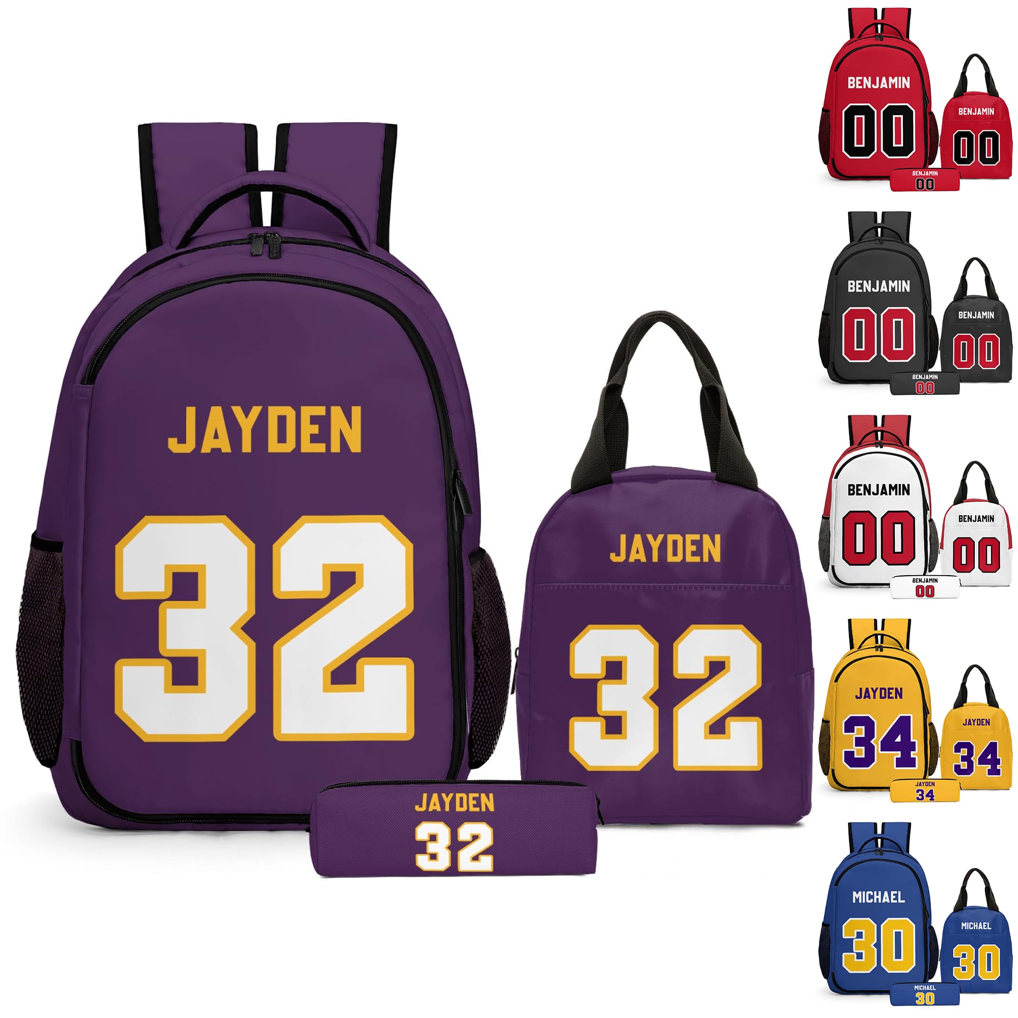 Artiglow Custom Backpack for Boys, Lightweight Backpack Set with Optional Lunch Bag and Pencil Case, Schoolbag for Elementary Junior High Students 6-8