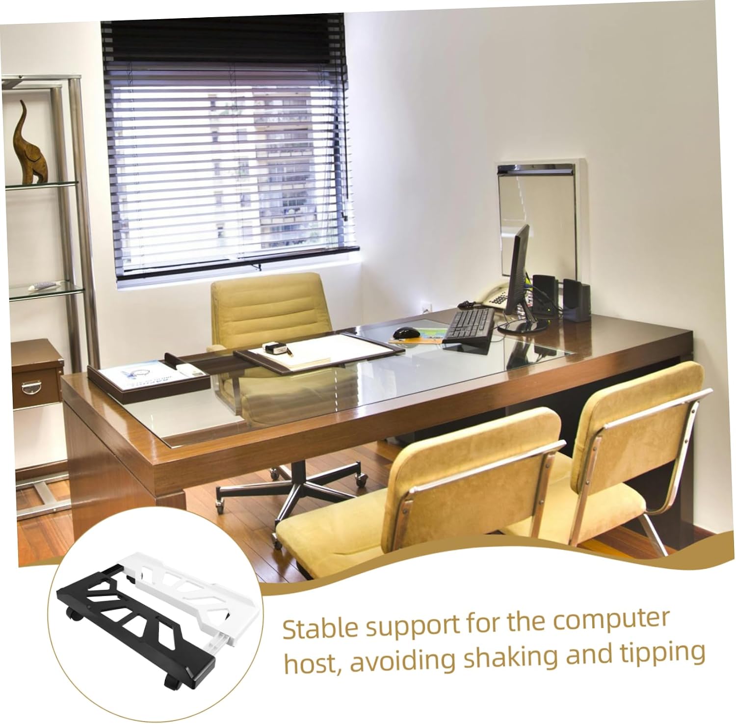 KALLORY Adjustable Mobile CPU Stand with Locking Casters Space-Saving Computer Tower Holder for Under Desk Use Design for Easy Movement and Compatibility with Various Tower