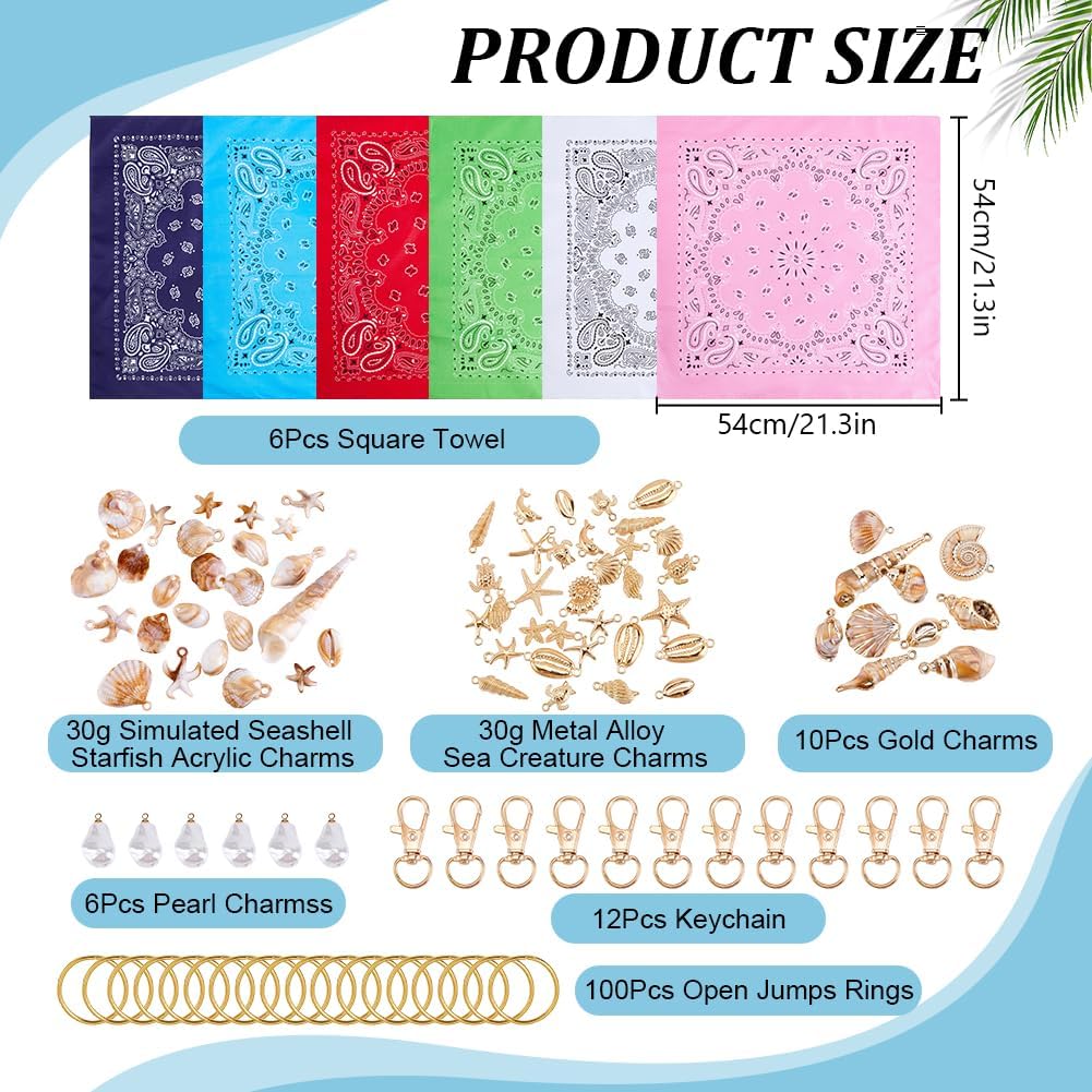 INFUNLY DIY Scarf Necklace Kit with Charms and Pendants Bandana Necklace Kit for Women Birthday Christmas Mothers Day Gifts