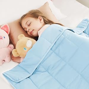 CuteKing Weighted Blanket - Weighted Blanket with Premium Glass Beads - Breathable Heavy Blanket for Comfort Sleep - Thick Blanket All Season (10lbs, 48"x72", Full, Light Blue)