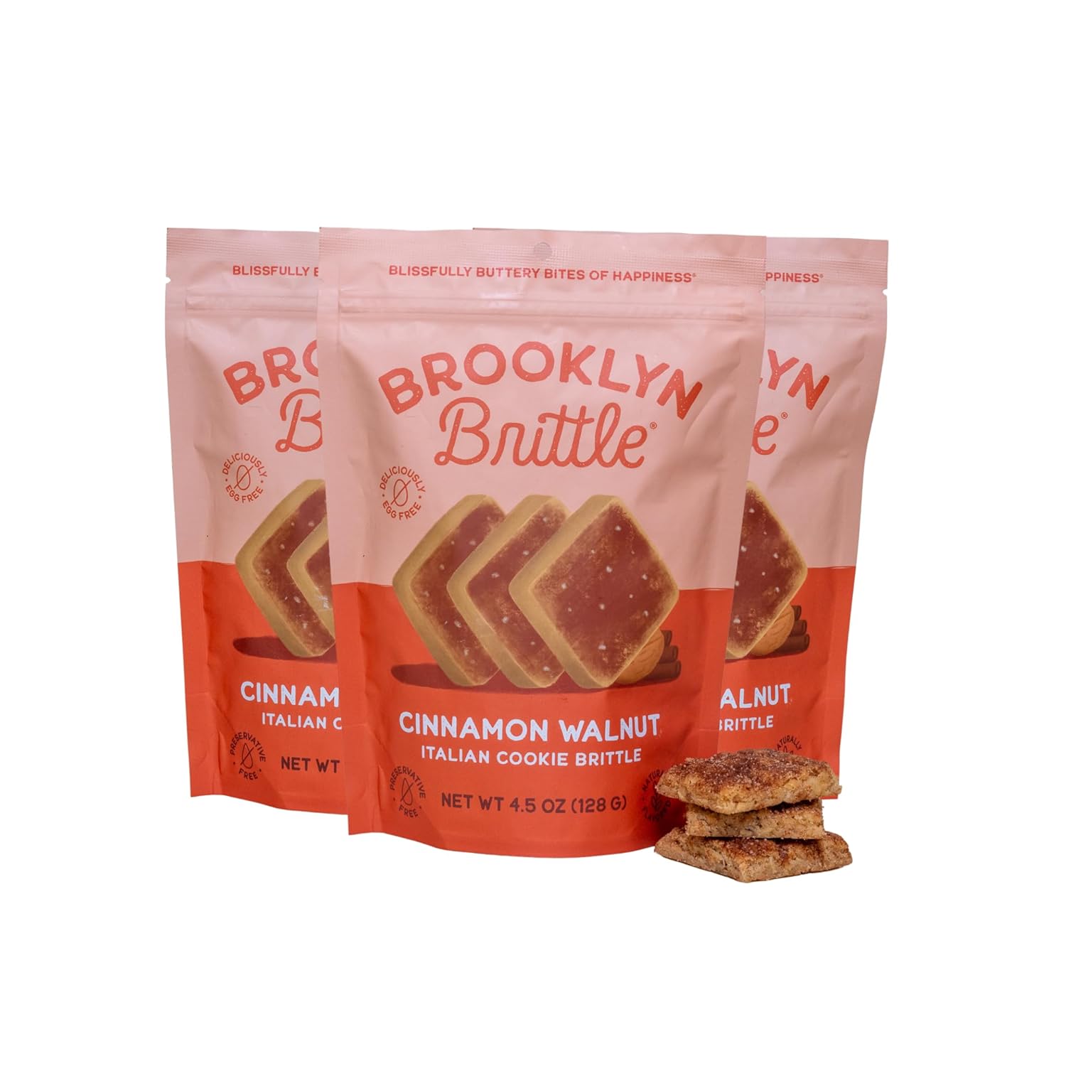 Brooklyn Brittle Cinnamon Walnut Crispy Snack Buttery Crunch Infused Italian Cookie Brittle Snack with Warm Cinnamon and Nutty Walnuts Perfect for Coffee Milk and Dessert Packs of 3