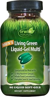 Men's Living Green Liquid-Gel Multi - 70 Essential Nutrients, Full-Spectrum Vitamins, Wholefood Blend - Targeted Adrenal & Brain Support - 90 Liquid Softgels