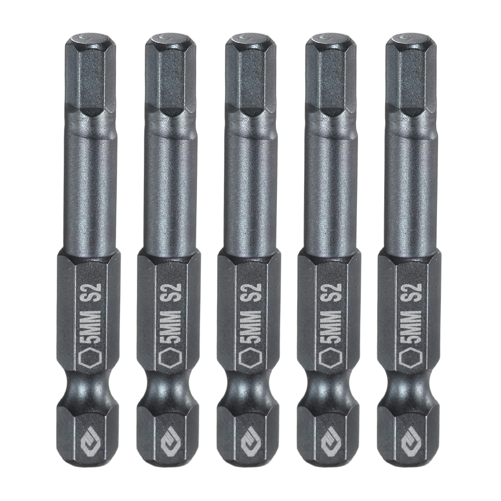 sourcing map 5pcs Flat Hex Head Screwdriver Bits H5 (5mm) Magnetic Tip 1/4" Hex Shank 50mm (2") Long S2 Steel Metric Hexagonal Screw Drivers Drill Bit Wrench Socket, Blue