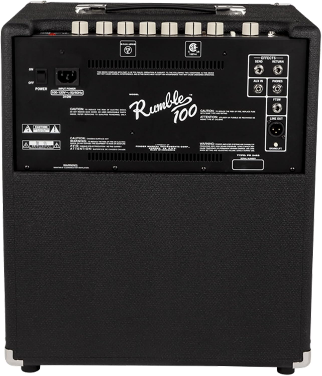 Fender Rumble 100 V3 Bass Amp, rear view showing connections
