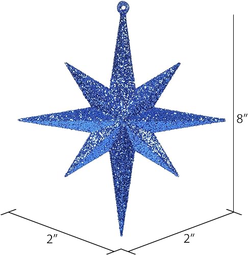 Vista 9 de Vickerman Adorno de Navidad de estrella de Belén con purpurina iridiscente de oro rosa de 8 pulgadas, 4 por caja