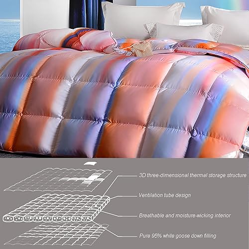 Miniatura 2 de ZTGL Edredón ligero y cálido 95% de fibra de ganso, relleno de edredón tamaño Queen, lujosa funda de algodón suave agradable a la piel, edredón King