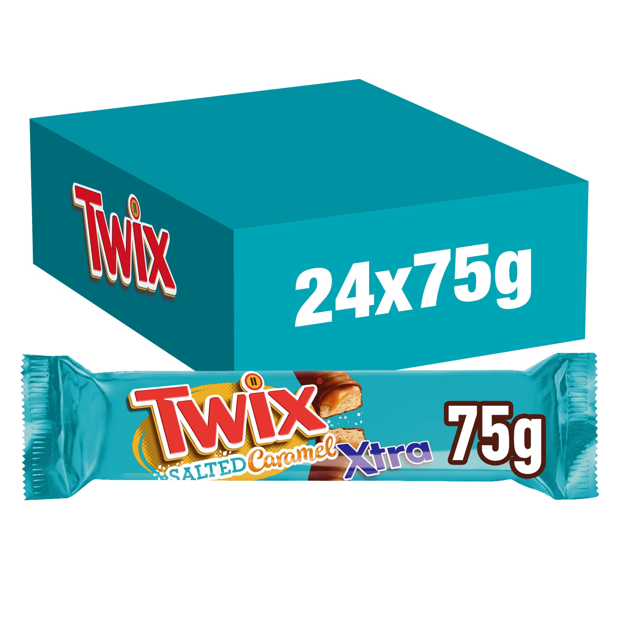 Twix Xtra Salted Caramel Milk Chocolate Biscuit Twin Bars 24x75g