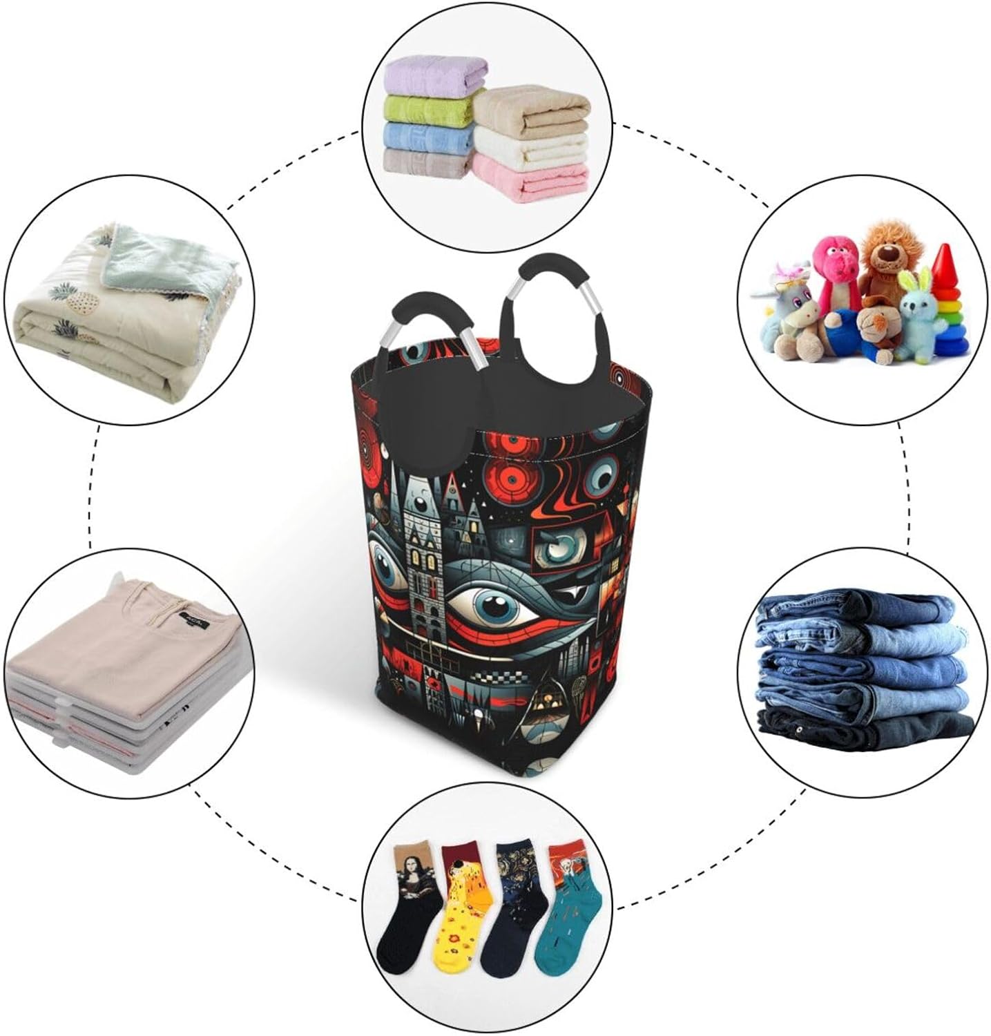Kasbah style Foldable storage bag, 50L capacity, suitable for laundry room, dormitory bedroom, dirty clothes storage basket.