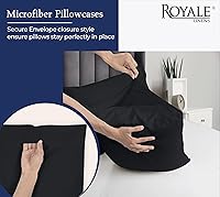 Vista 5 de Royale Linens Juego de 2 fundas de almohada estándar – Fundas de almohada de cama – 20 x 26 pulgadas – Fundas de almohada negras – 1800 microfibra