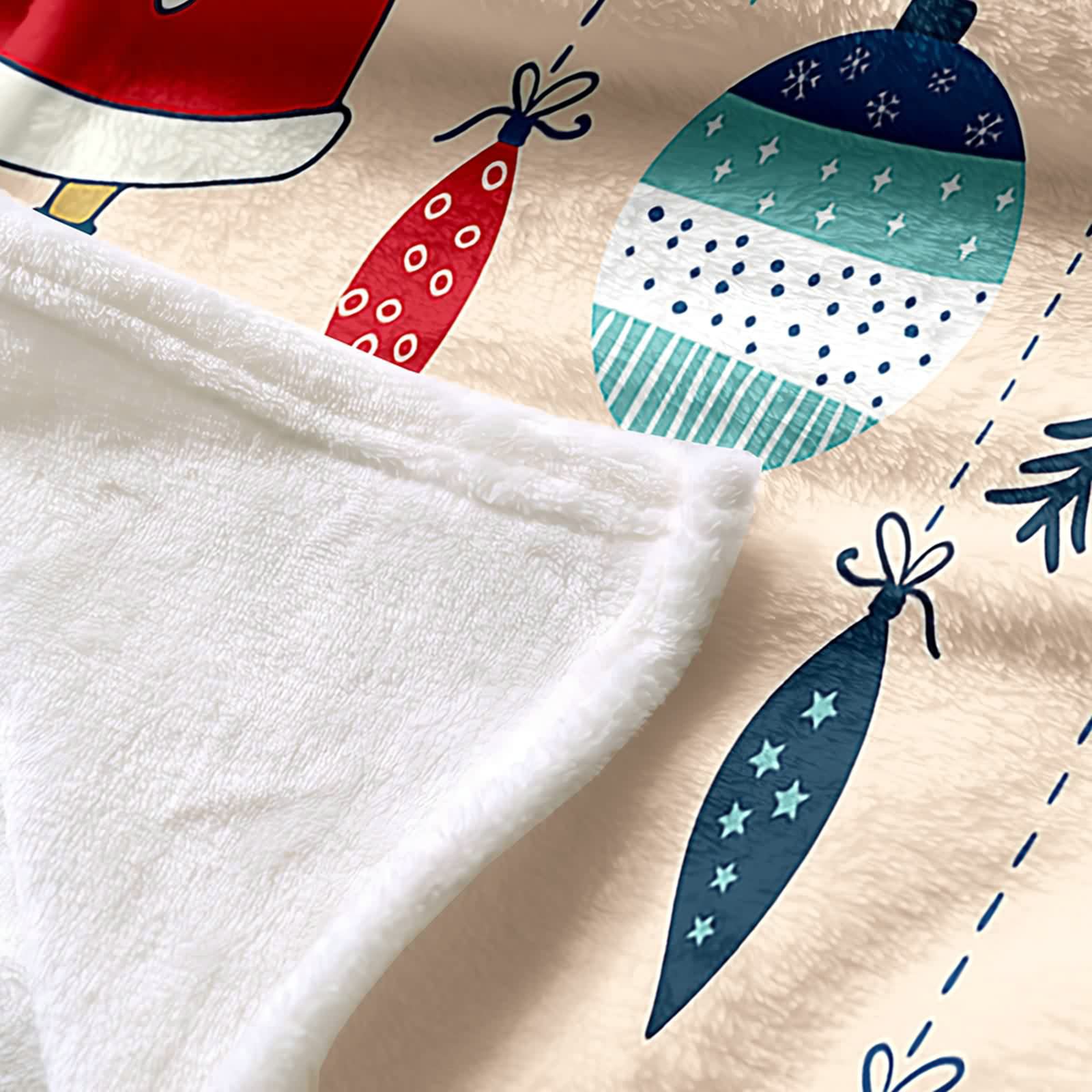 Aeici Manta polar, manta impresa para niños 180 x 240 cm Papá Noel con hojas de pino y bolas de Navidad decoración navideña manta de sofá regalo de invierno para adultos y niños
