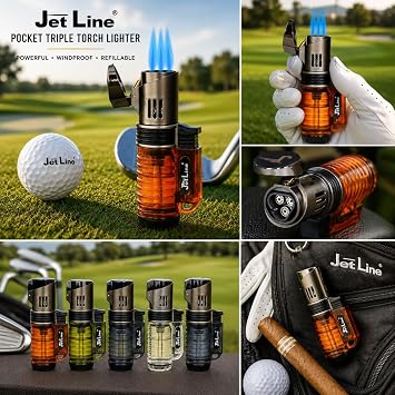 Jetline Pocket Torch Lighter - Triple Flame (Clear)