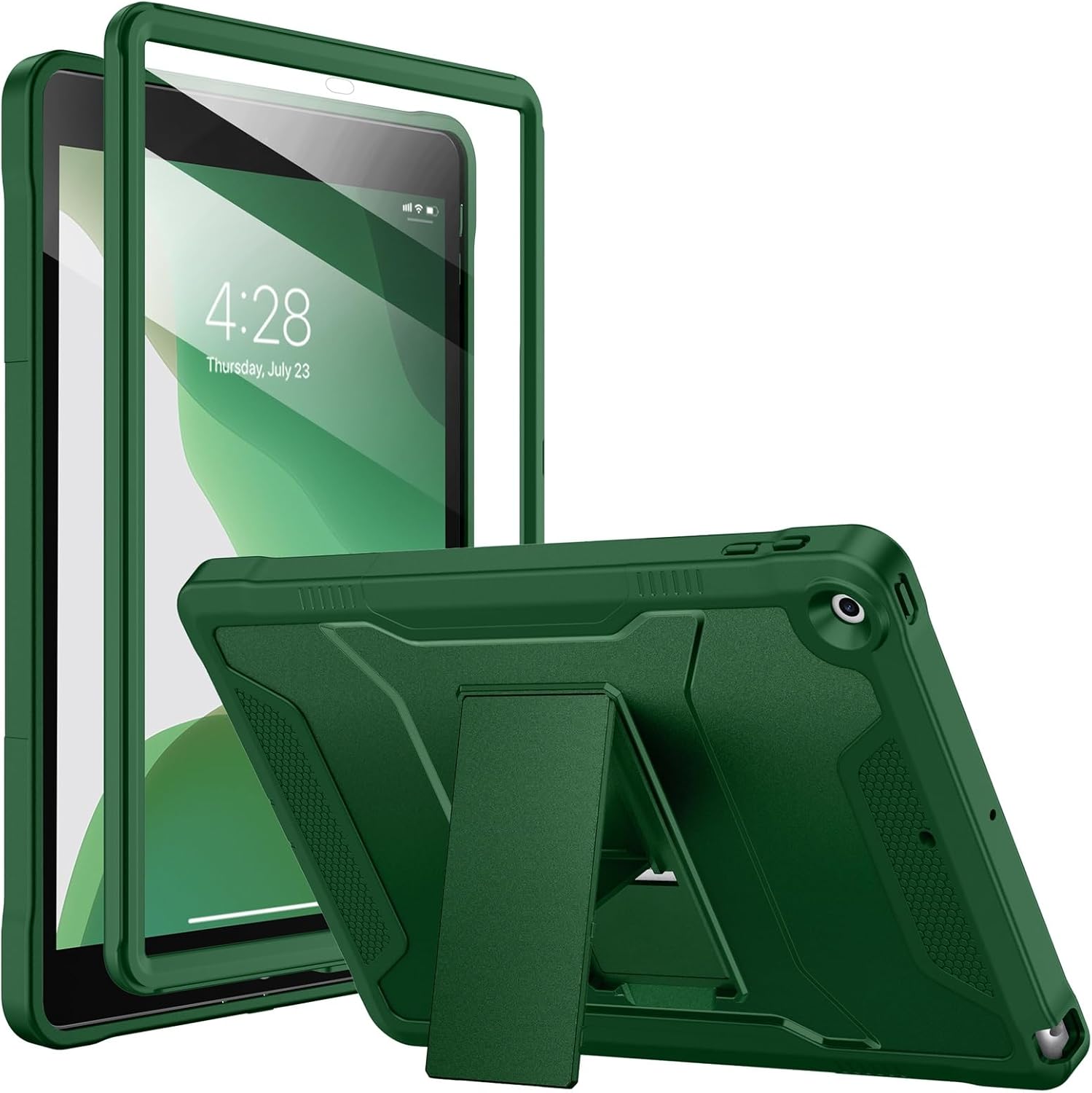 soke case for ipad 9th/8th/7th generation 10.2-inch (2021/2020/2019 release), with built-in screen protector and kickstand, rugged full body protective cover for apple ipad 10.2 inch - alpine green
