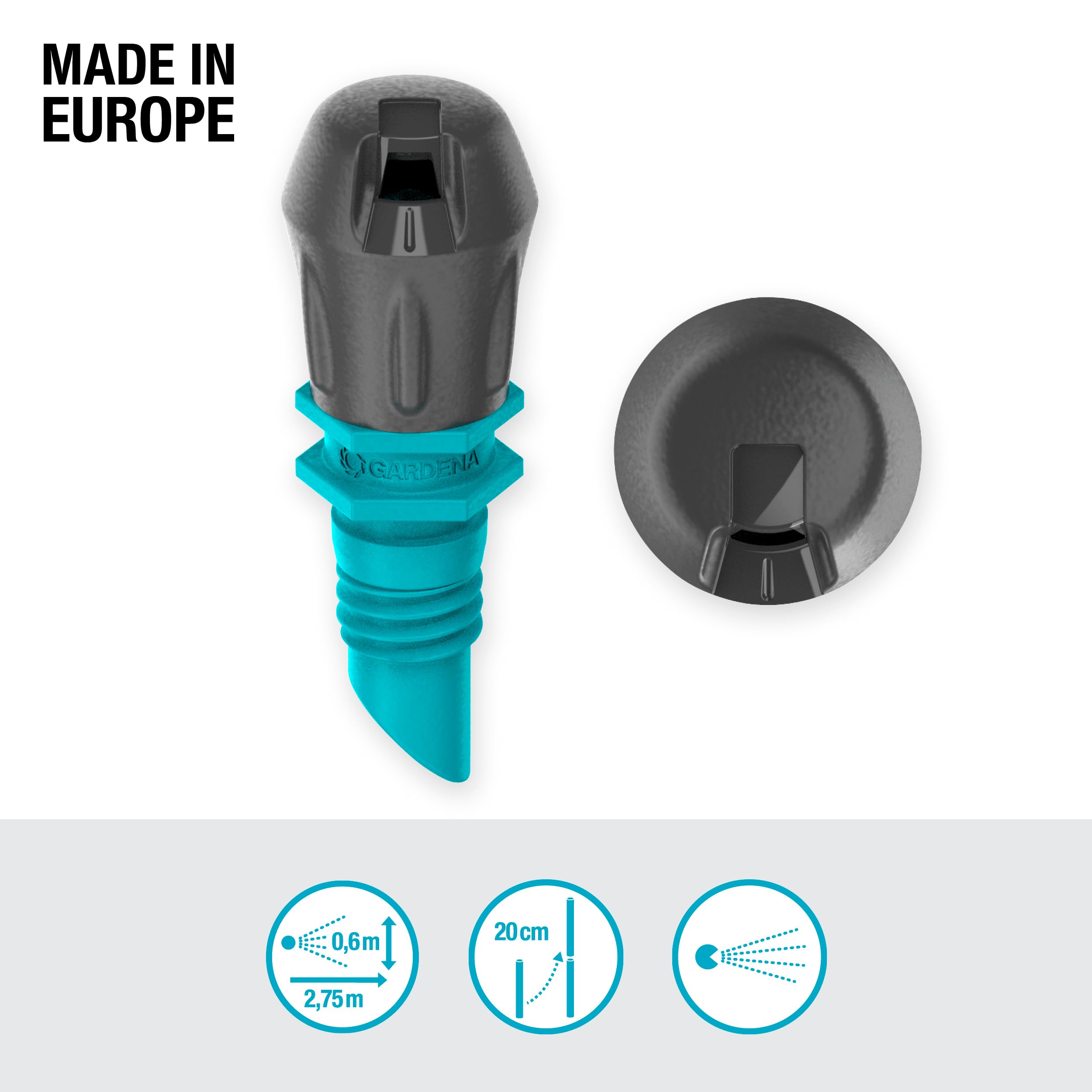 Gardena system Micro-Drip dysza końcowa pasmowa: Dysza rozpylająca do systemu nawadniania, do wąskich podłużnych powierzchni maks. 0,6 x 2,75 m, prosta technika połączeniowa (13318-20)
