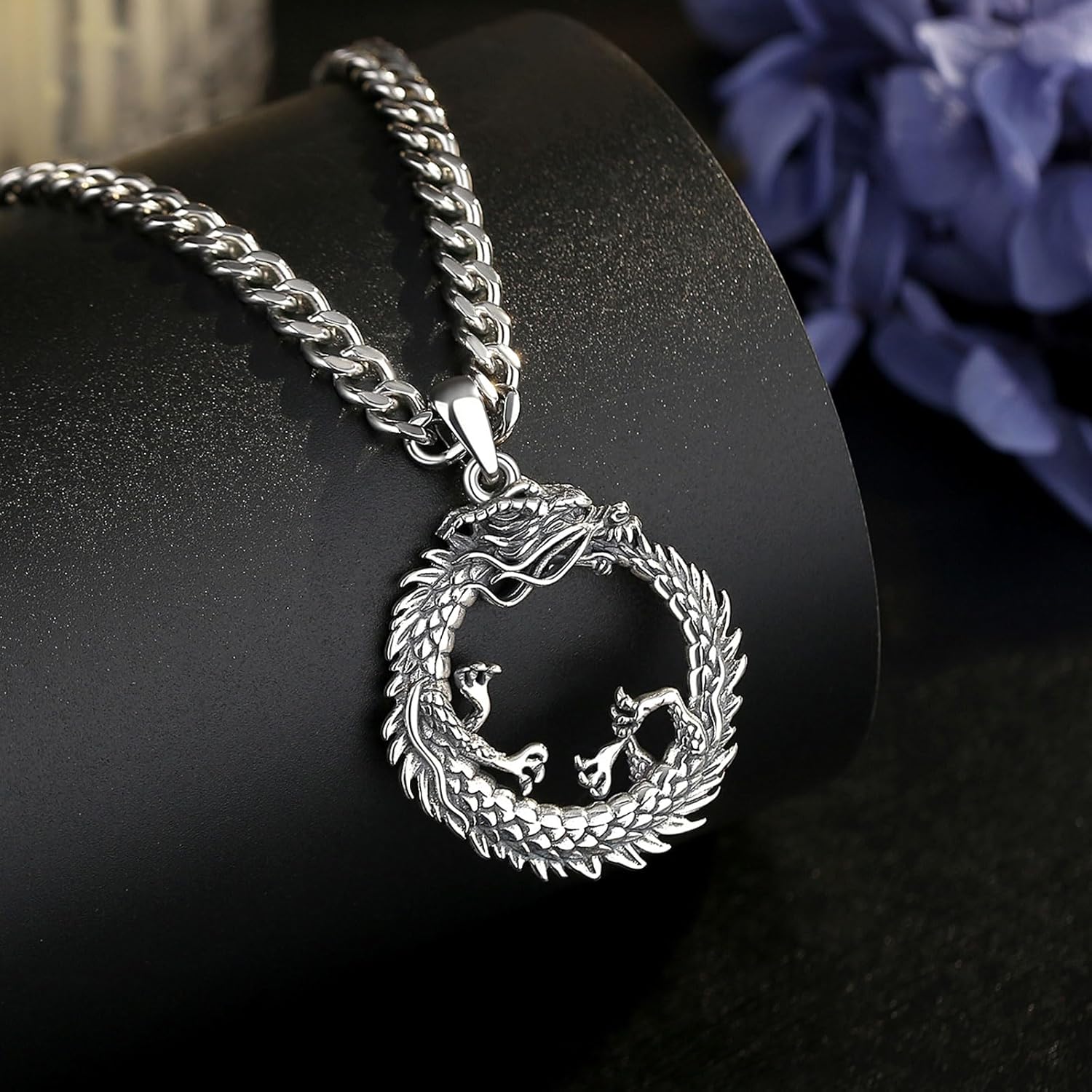 CELESTIA Dragon Necklace for Men 925 Sterling Silver Dragon Pendant Jewelry Gift for Men Women Protection -24 Inch - Image 2