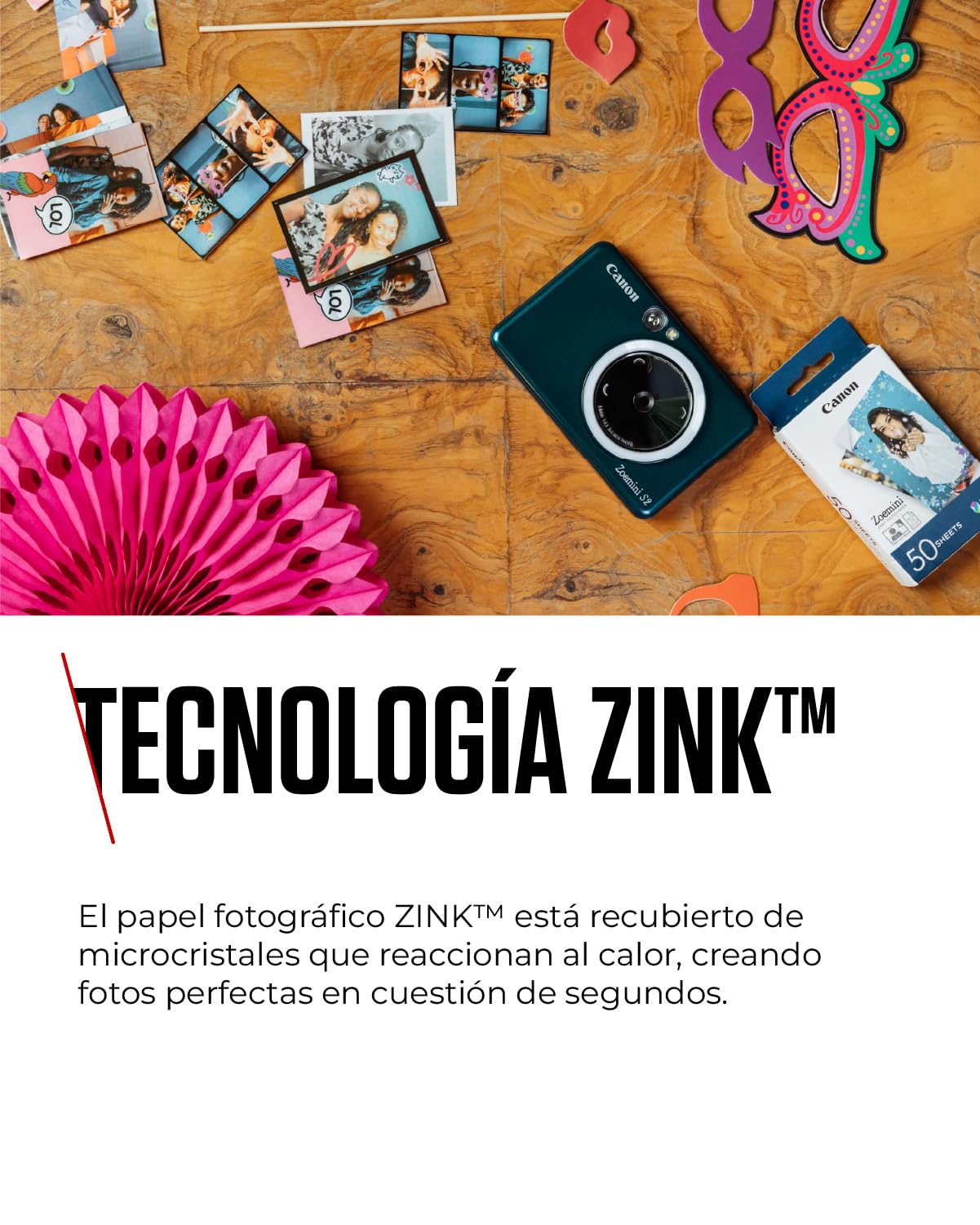 Canon Zink™ Papel Fotográfico Adhesivo 5x7,6 cm (50 Hojas) - Imprime Fotos desde tu Móvil para Pegatinas Personalizadas