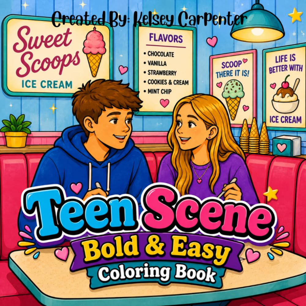 Teen Scene Bold & Easy Coloring Book