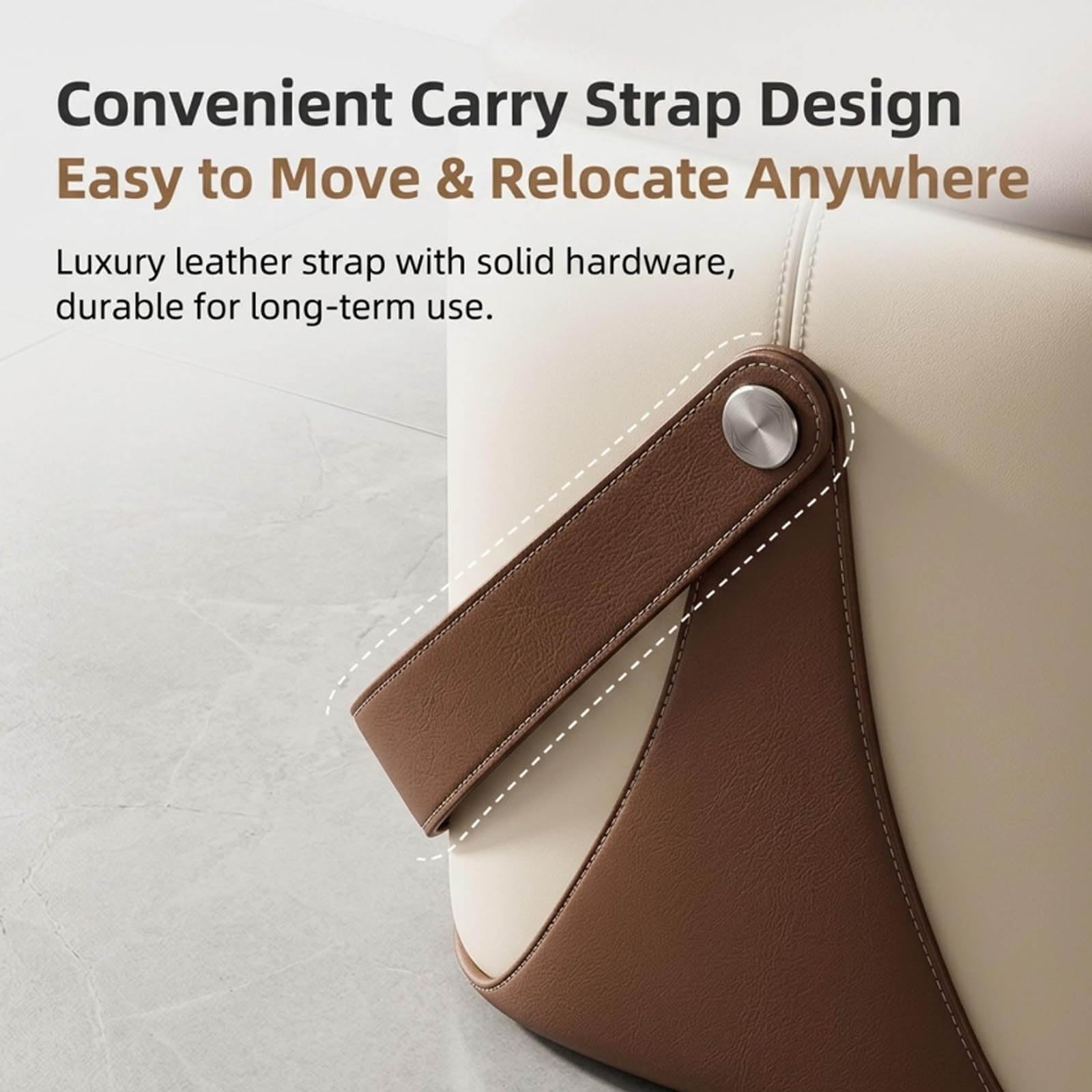 Sitzbank mit Stauraum, Elegante Truhenbank aus Echtem Nappa Leder mit Praktischem Trageriemen, Komfortable Polsterbank Bettbank und Fußhocker für Schlafzimmer Wohnzimmer(B,60cm/23.6in)