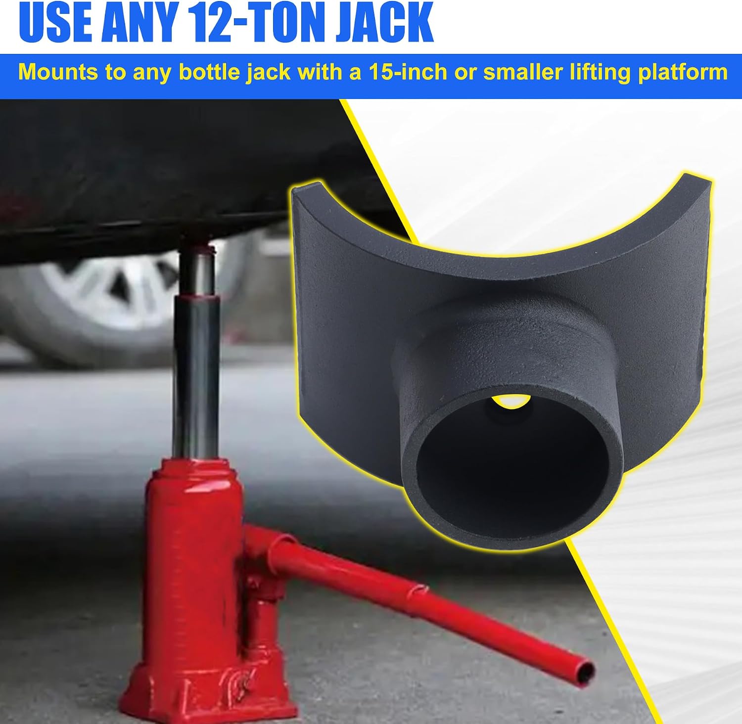 4" Bottle Jack Adapter - Jack Accessories for 4 Inch Axle Tube - Black Lifting Axles Saddle Made of Steel