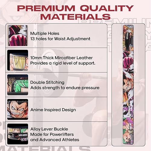 Miniatura 3 de Cinturón de palanca de anime, cinturón de levantamiento de pesas, cinturón de gimnasio de levantamiento de pesas para peso muerto, sentadillas,
