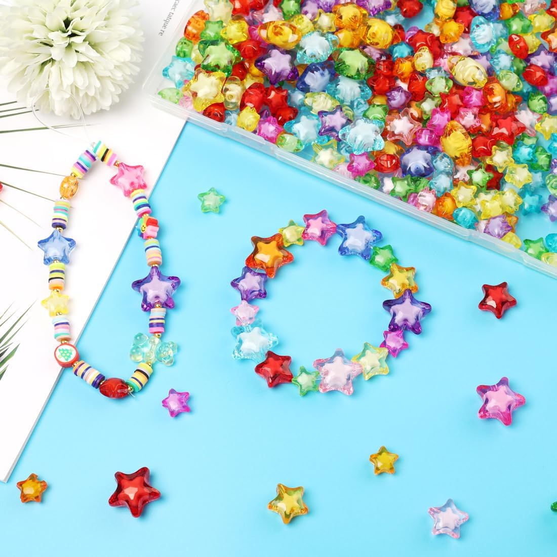 350 Pieces Acrylic Star Beads Assorted Colors 3 Sizes Star Bead in Bead for Bracelets Jewelry Craft Making DIY Necklace Keychain Phone Charms - Image 7