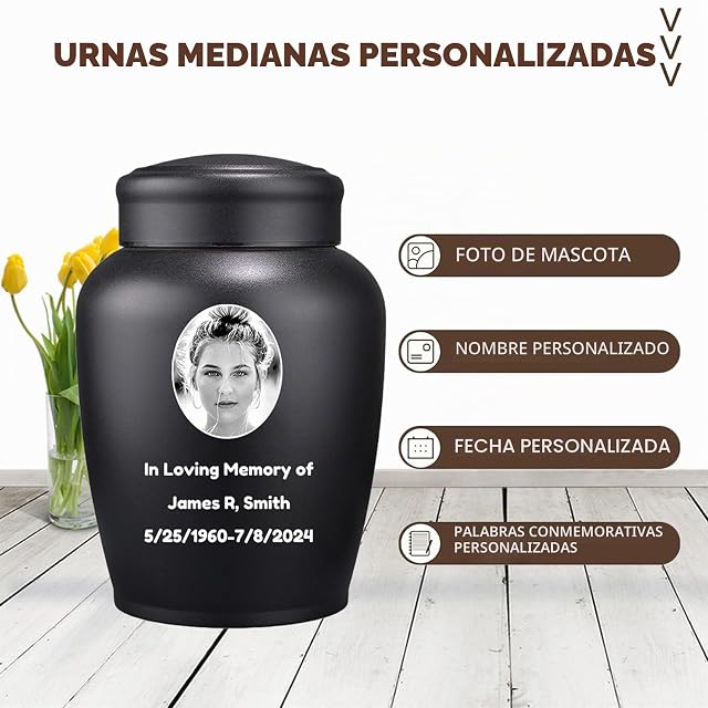 Foto 3 de 7 de WXMYOZR Foto Personalizado urnas para Cenizas humanas Personalizable