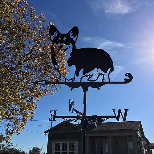 Miniatura 3 de Veleta para techo creativo Corgi Dog Weather Vanes para jardines al aire libre, arte de hierro negro, veleta meteorológica para casas, patio, césped