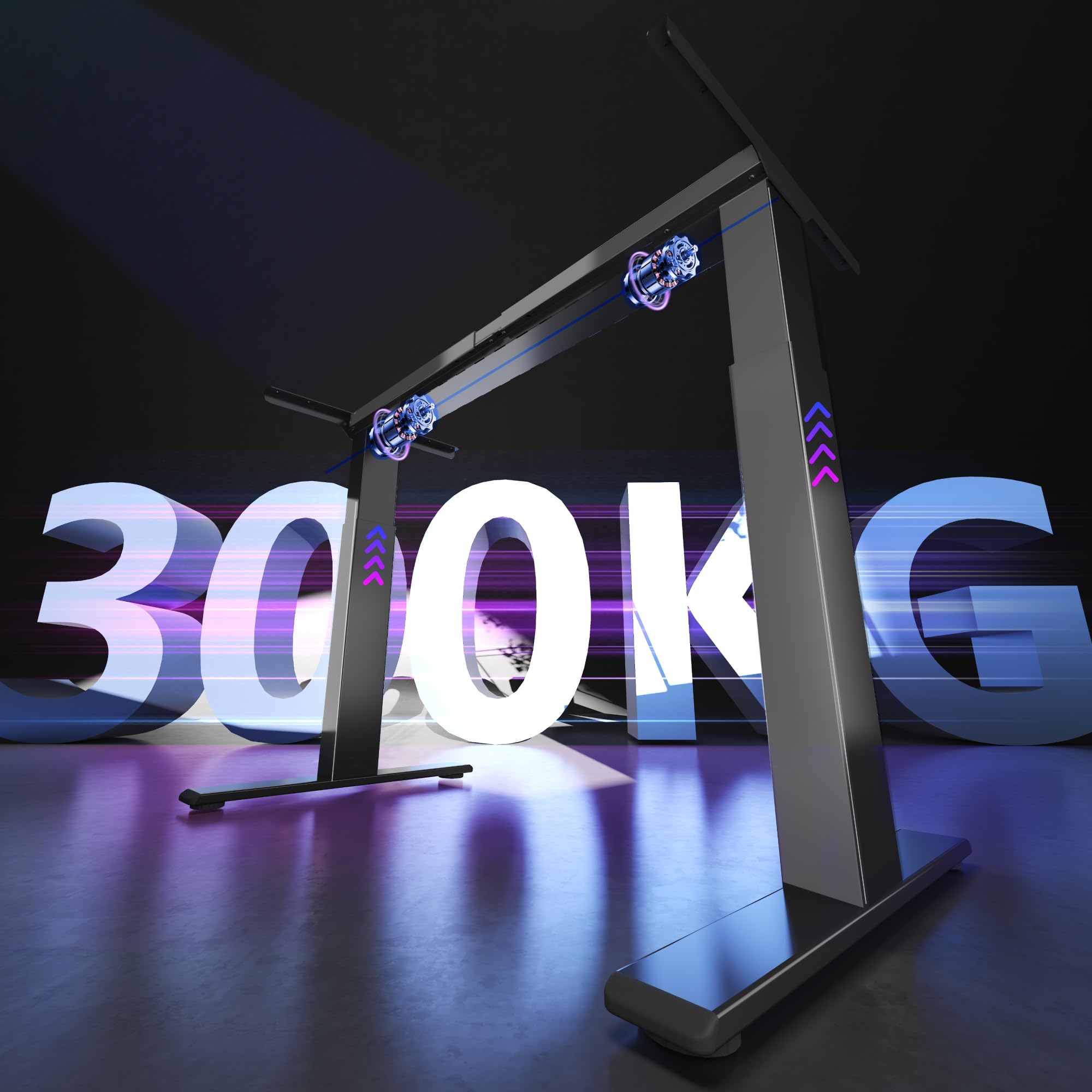 FLEXISPOT Höhenverstellbarer Schreibtisch Gestell mit Dualmotor, 300KG Tragkraft, ideal für große Tischplatten & Multi-Monitor-Workstations, 10 Jahre Garantie (ValtreX E300 Schwarz)