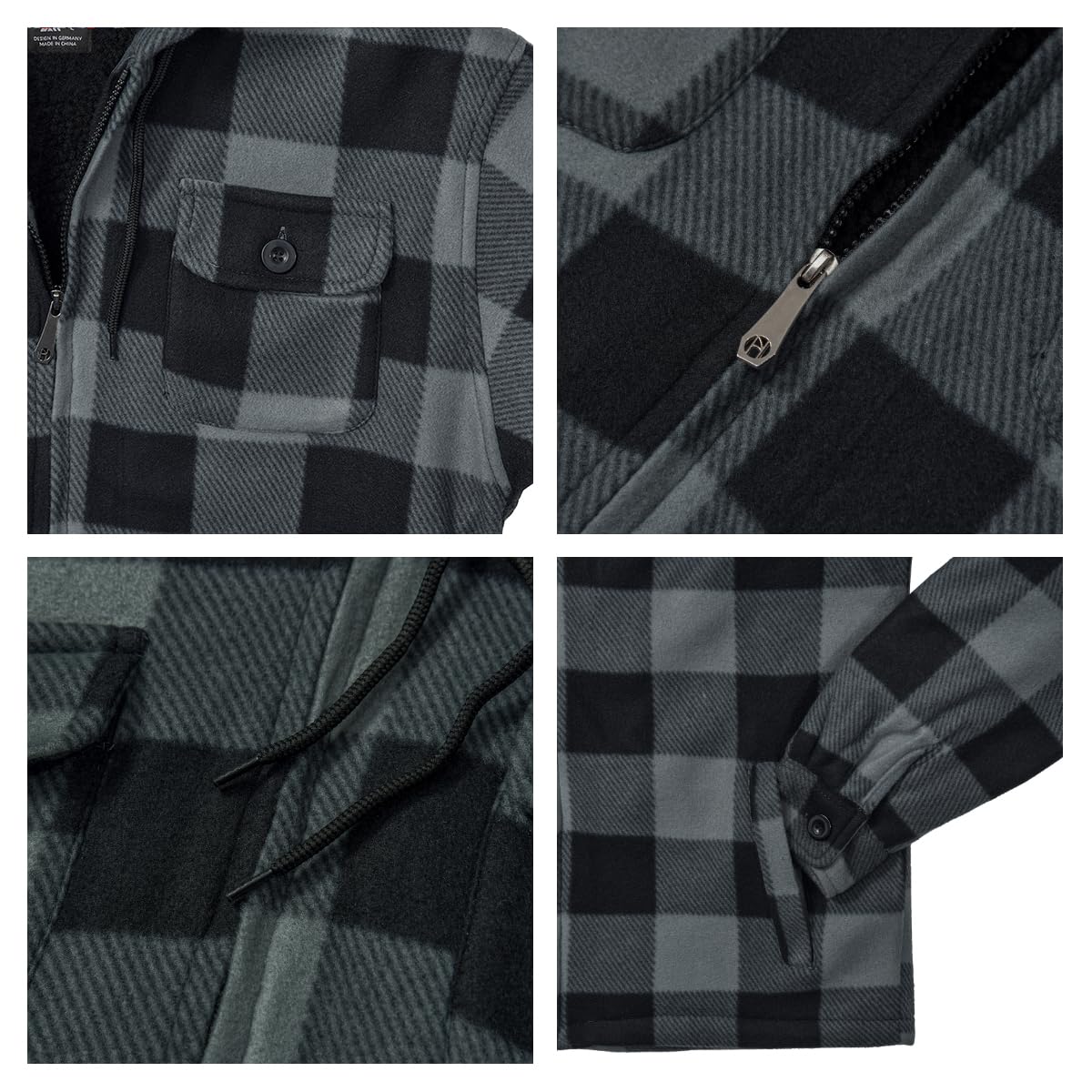 SwissWell Camicia Boscaiolo Uomo Giacca Flanella a Quadri Spessi Fodera di Peluche Felpa Cappuccio Foderata Casual Uomo Felpa con Cappuccio in pile Giacca Invernale con Tasca