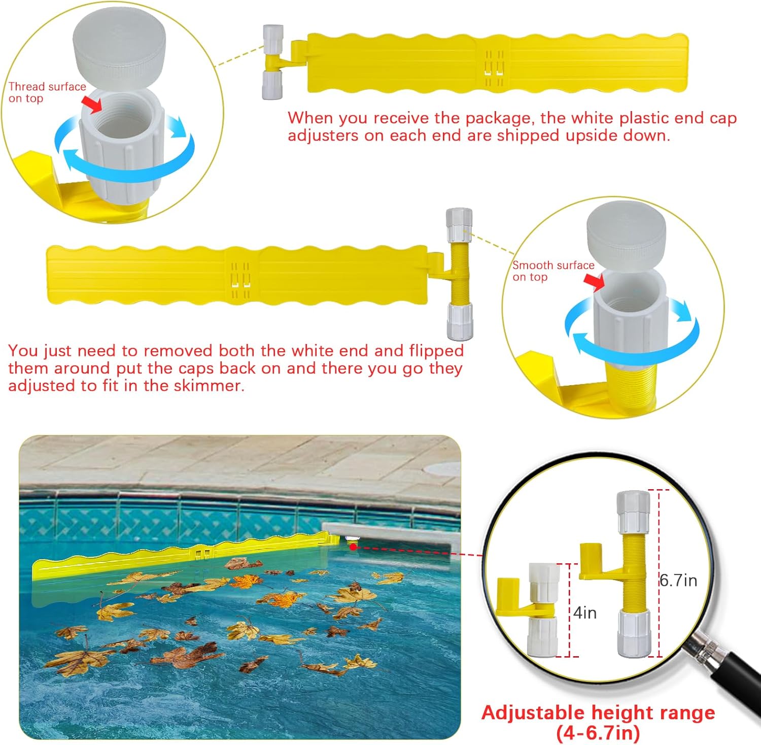 Yellow ABS Plastic Pool Skimmer Arm Attachment