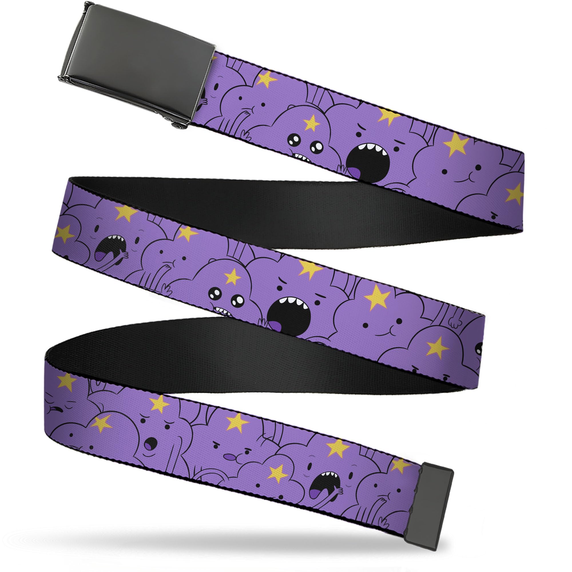 Buckle-Down Adventure Time Belt, Flip Web Belt Adventure Time Lumpy Space Princess Expression Stack Lavender, 1.5 Inch Wide, Fits up to Size 42