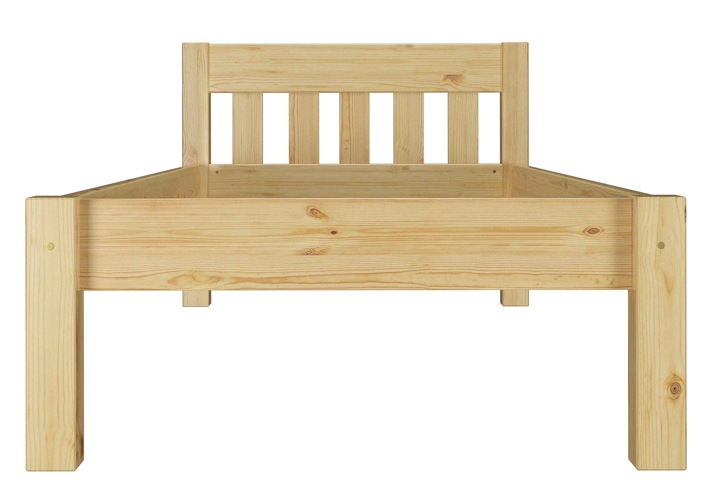 Erst-Holz®Einzelbett mit Sprossen Holzgestell Kiefer Massiv 90 x 200