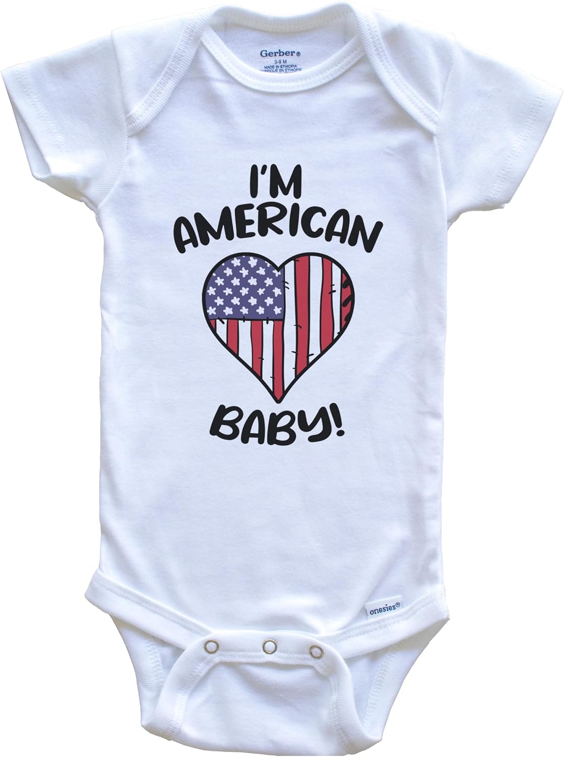 American Baby Bodysuits Funny United States Flag 3 Piece Gift Set