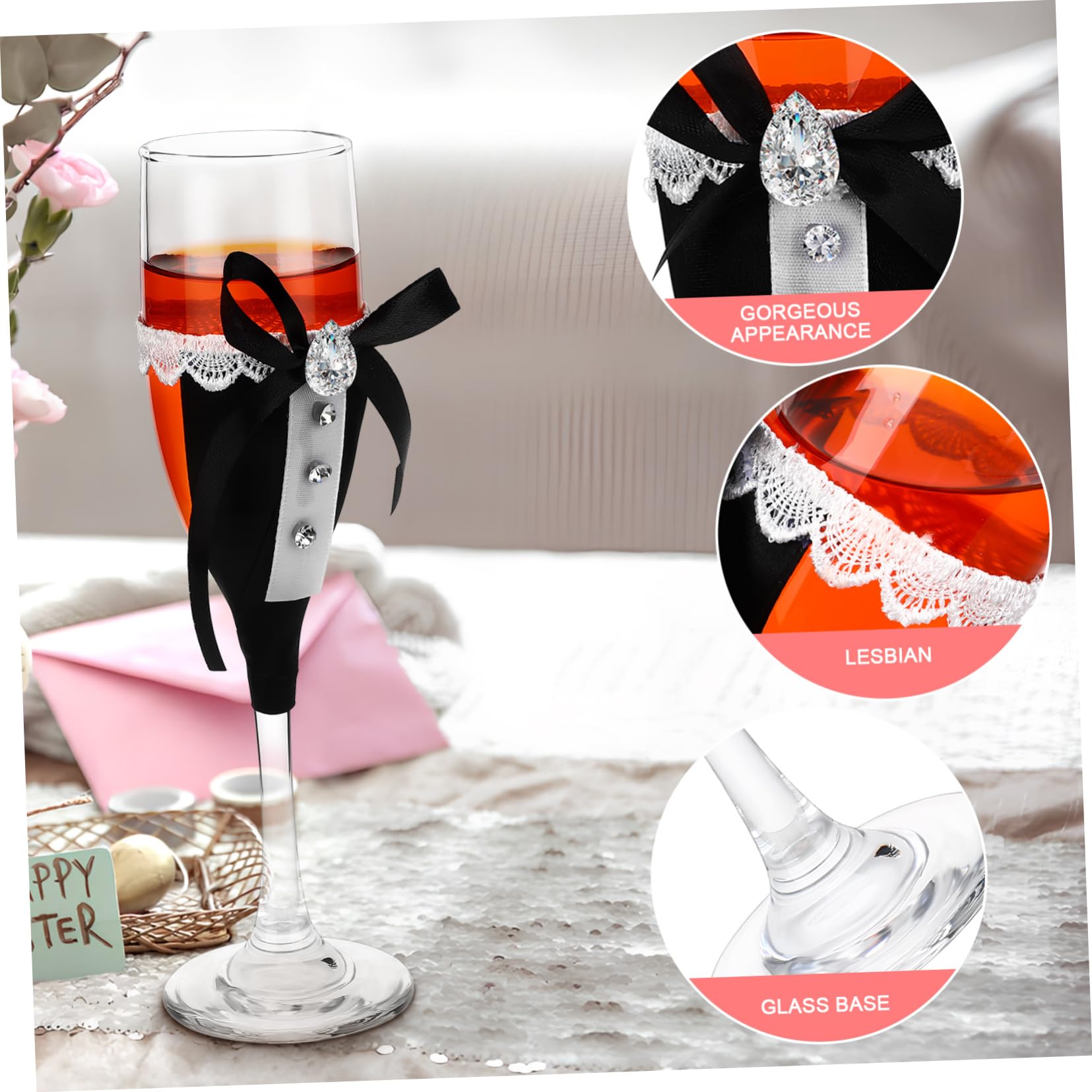 UKCOCO Juego de Copas de Vino 1 Set de Vidrio para Brindis Nupcial