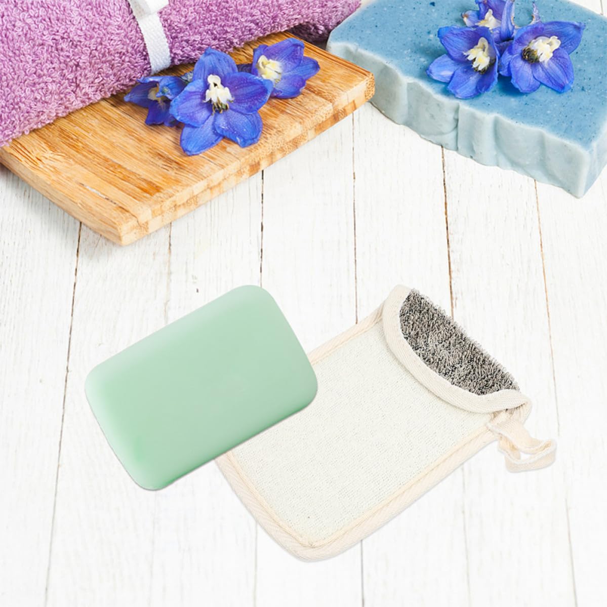 2pcs Black Linen Soap Bags Foaming Bath Soap Pouch Exfoliating Body Scrubber for Shower and Face Cleansing
