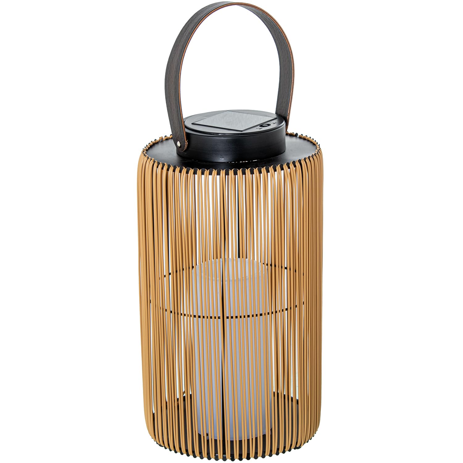 Lanterne solaire design en fer et PE de 40cm avec bougie LED décorative haut de gamme