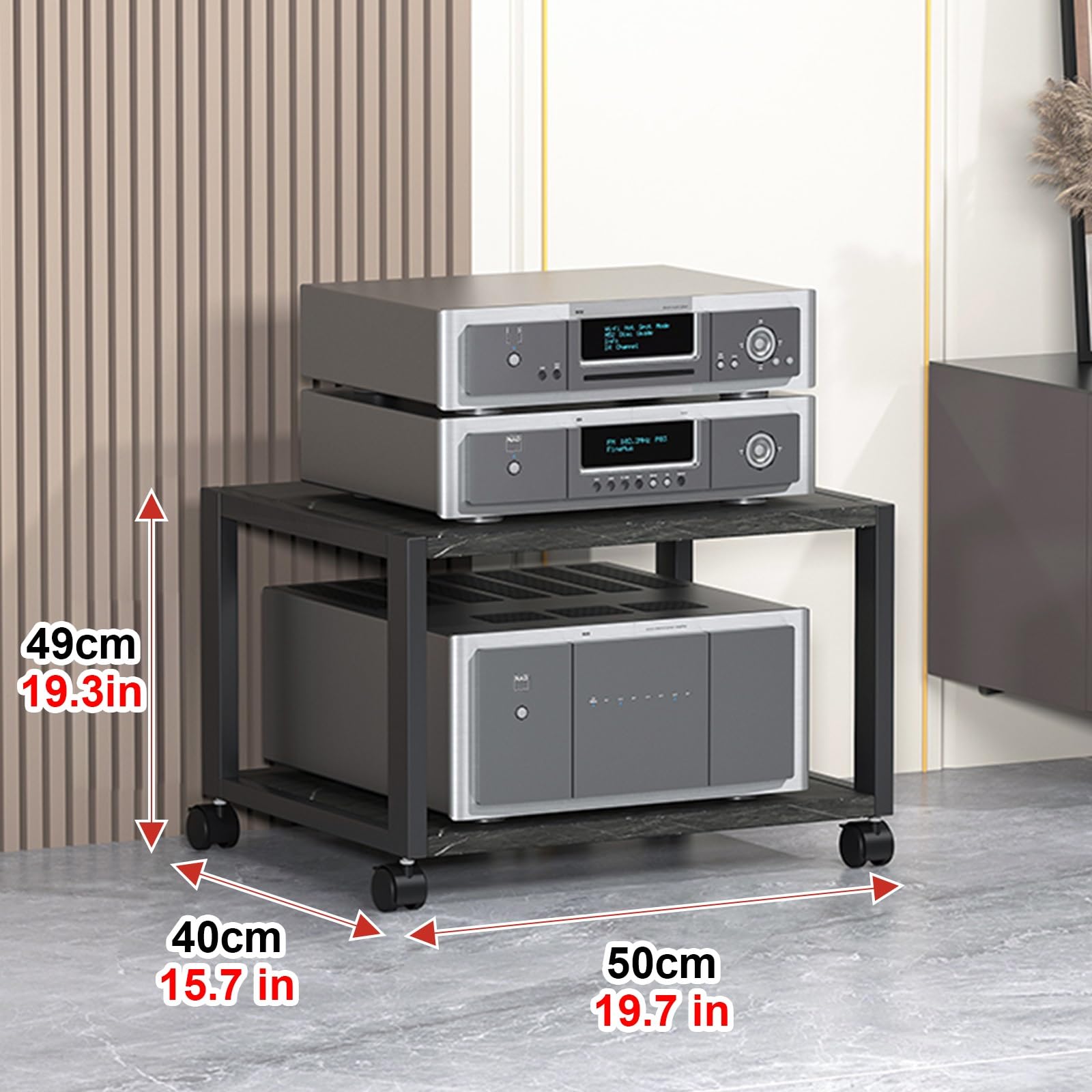 Mobilny stojak na nośniki z otwartą pamięcią i kółkami, mały stojak sieciowy na odtwarzacz płyt DVD, konsolę do gier, router WiFi, idealny do biura, salonu, kina domowego, 2-poziomowa szafka