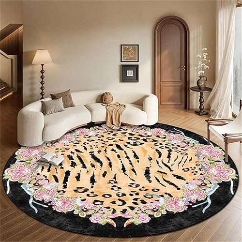 Miniatura 26 de Alfombras Grandes de Área con Estampado de Leopardo Marrón para Sala de Estar y Comedor, Alfombra de Piso Moderna Abstracta Lavable de 5'x8',