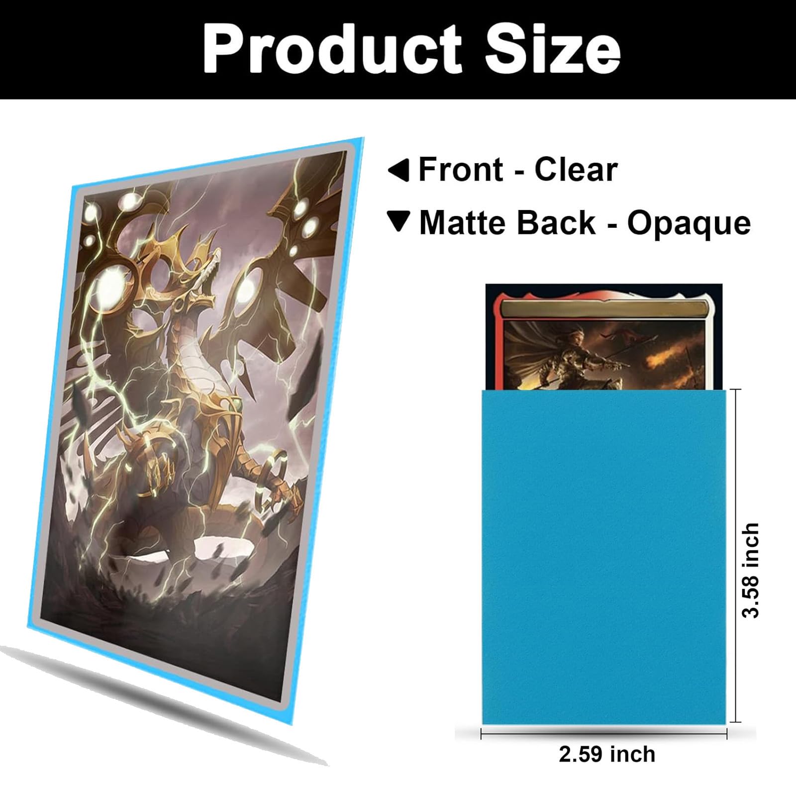 100 Pcs Trading Card Sleeves, 66 x 91mm Clear Frosted Trading Card Sleeves, Standard Card Sleeves for Magic MTG, Sports Cards - Image 3