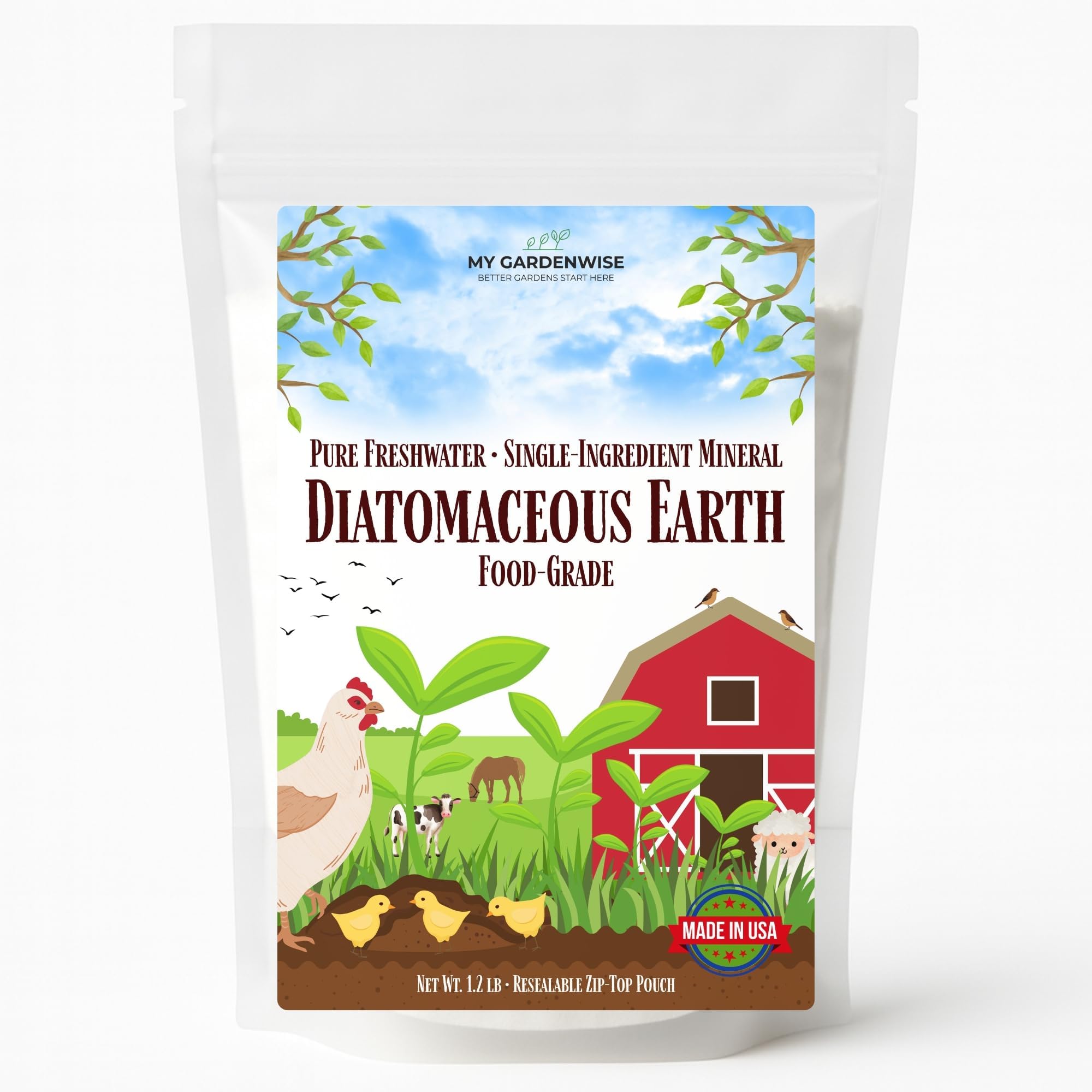 Diatomaceous Earth Food Grade – Diatomaceous Earth (DE) Powder – Pets & Plants Safe – Made in USA (1.2 lb)