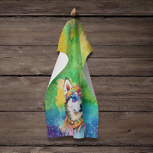 Miniatura 4 de Caroline's Treasures DAC2564KTWL Siberian Husky Hippie Dawg Kitchen Towel Dish Cloths Guest Hand Towel Decorative Bathroom Towel for Face,Tea,