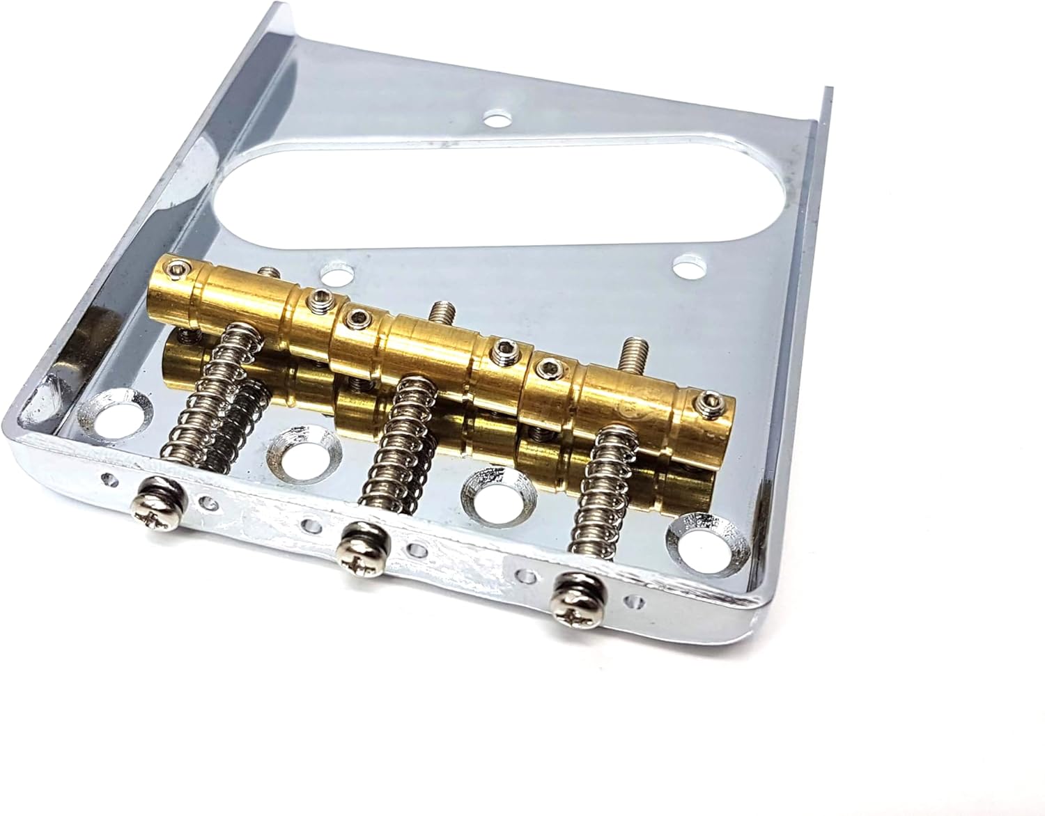 Generic Left Handed Tele Telecaster Guitar Bridge with Brass Saddles Chrome, Lefty TL Ashtray Bridge with Mounting Screws, TLB011-L