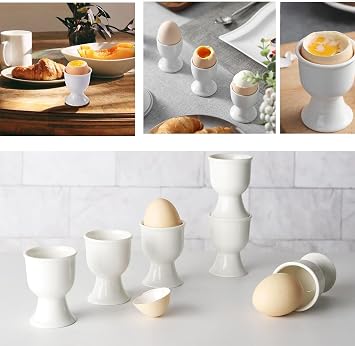 4 Pcs White Plastic Egg Cups, Simple Portable 100ml Egg Cup,Kitchen Gadgets Tools for Breakfast Party Dinning