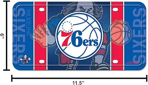 Miniatura 6 de Rico Industries Etiqueta de metal de baloncesto de la NBA de 6 x 12 pulgadas, ideal para camionescochesSUV