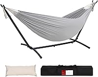 Vista 12 de Lazy Daze Hammocks Hamaca doble con soporte de acero que ahorra espacio de 9 pies, incluye funda de transporte portátil, capacidad de 450 libras