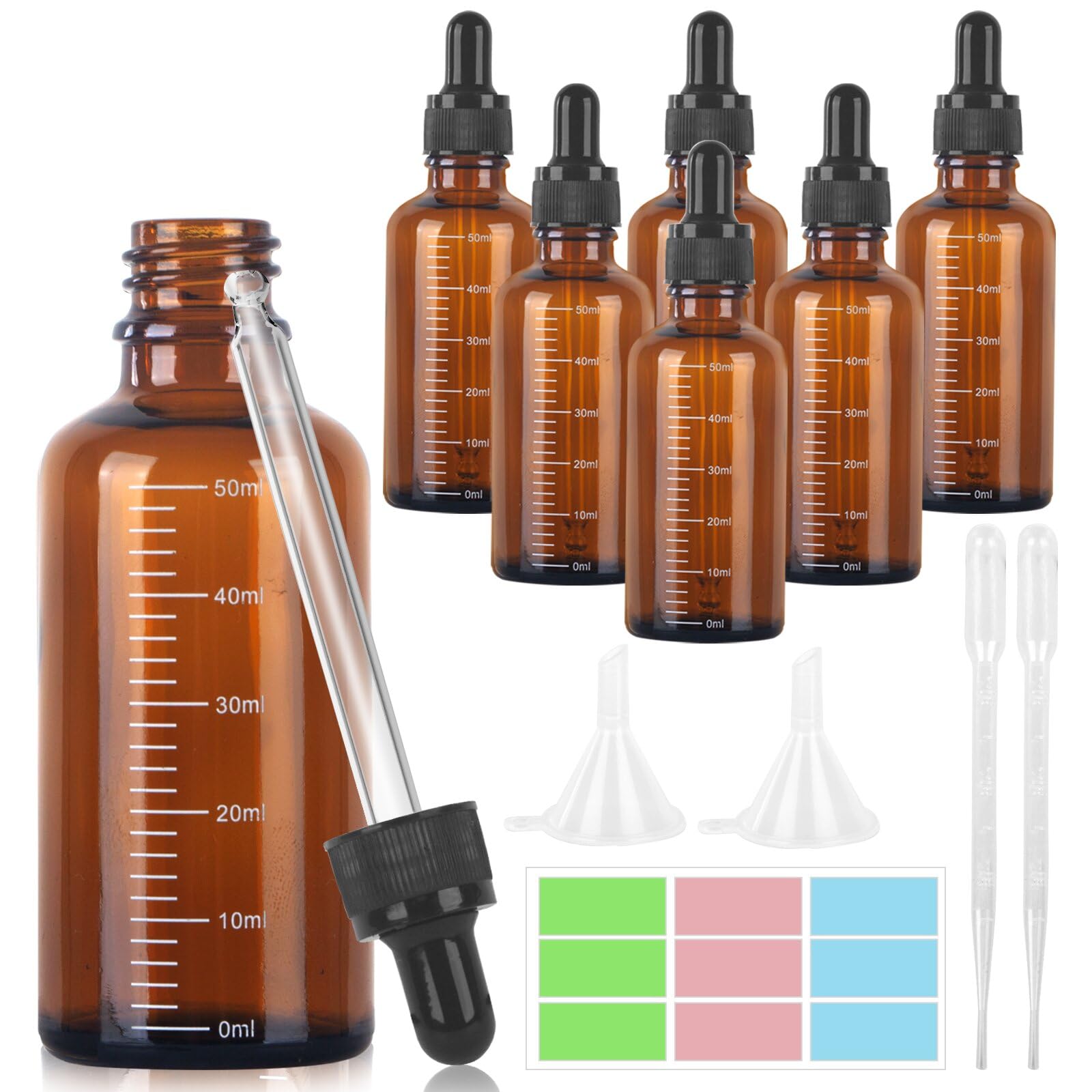 8 Flaconi Contagocce In Vetro Ambrato 30ml - Con Accessori Per Oli Essenziali E Liquidi - Foto 12