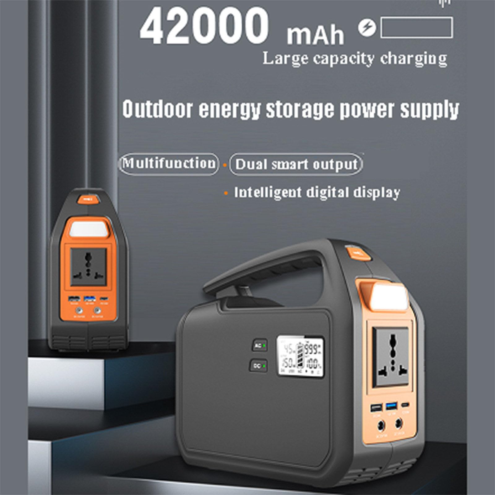 Bloc d'alimentation de Stockage d'énergie extérieur, Bloc d'alimentation Portable 150 W, Bloc d'alimentation Grande capacité 42 000 mAh, 5 interfaces de Sortie