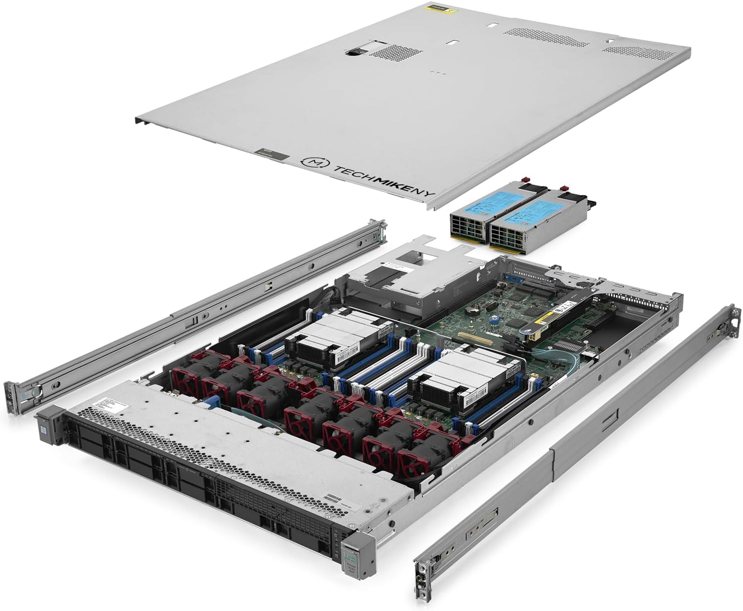 TechMikeNY Server 2.60Ghz 16-Core 64GB RAM + 3TB Storage Rails Homelab ProLiant DL360 G9 (Renewed)