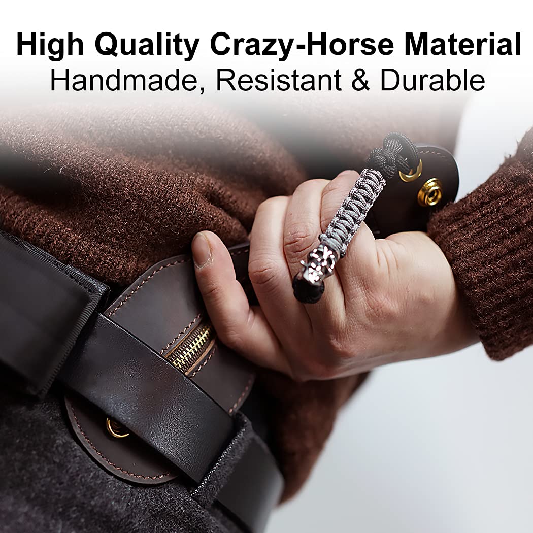 VIPERADE PJ1 Cartera EDC de Cuero para Cinturón, Monedero Pequeño para Hombre (Marrón)